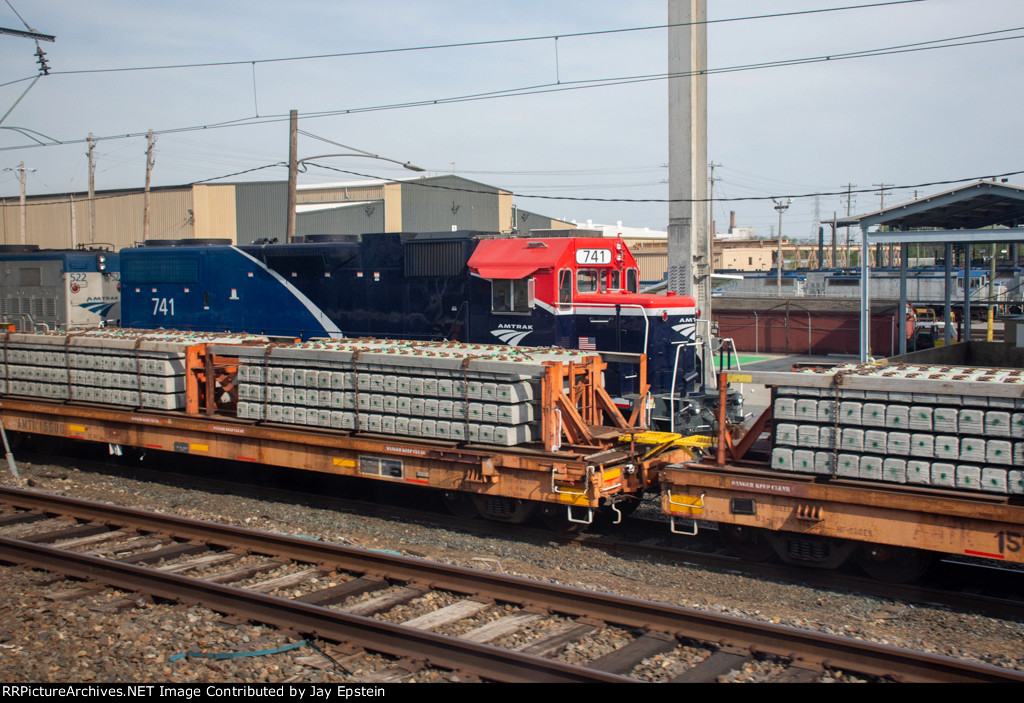 AMTK 741 waits for its next assignment at the Wilmington Shops 
